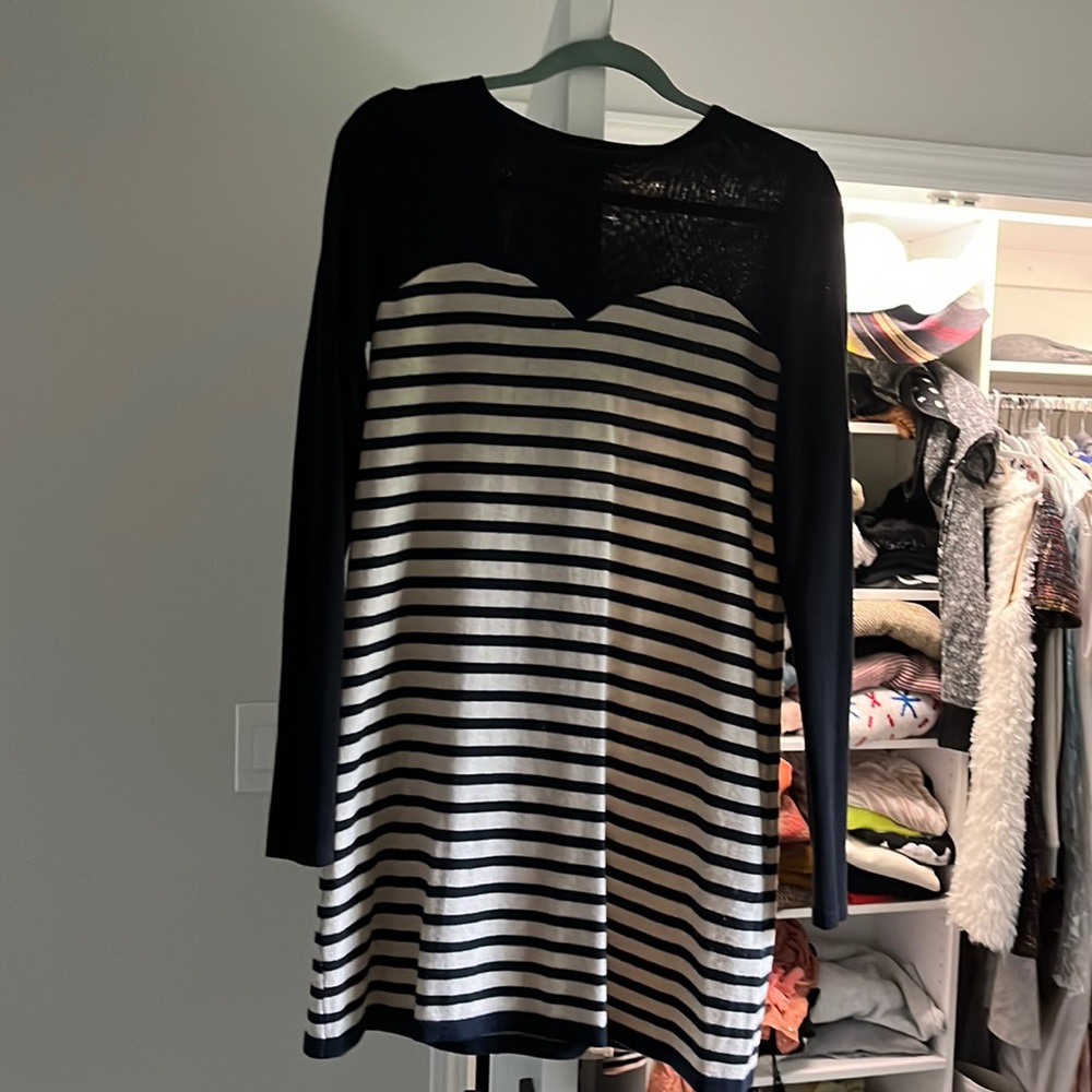 Navy and white TOPSHOP sweater dress